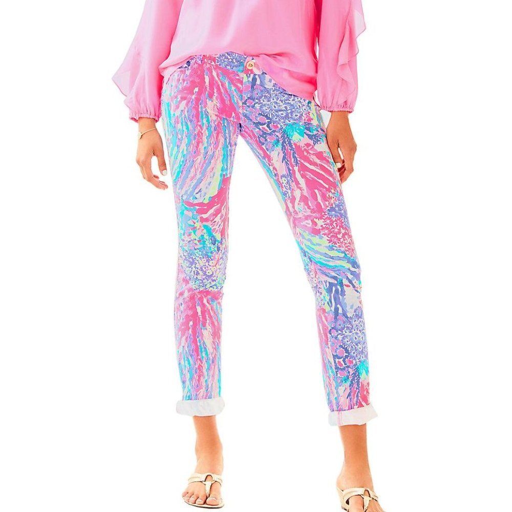 NWT Lilly Pulitzer Pants Callahan Chino Rainbow Soleil Size 2
